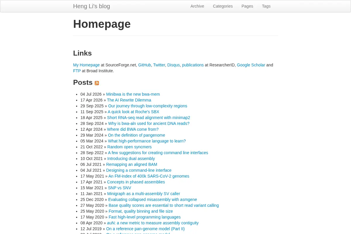 Heng Li's Homepage