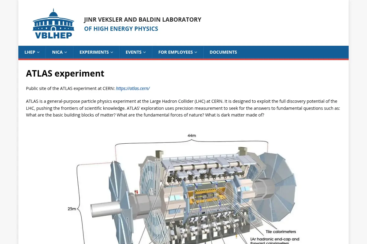 ATLAS experiment – JINR VEKSLER AND BALDIN LABORATORY