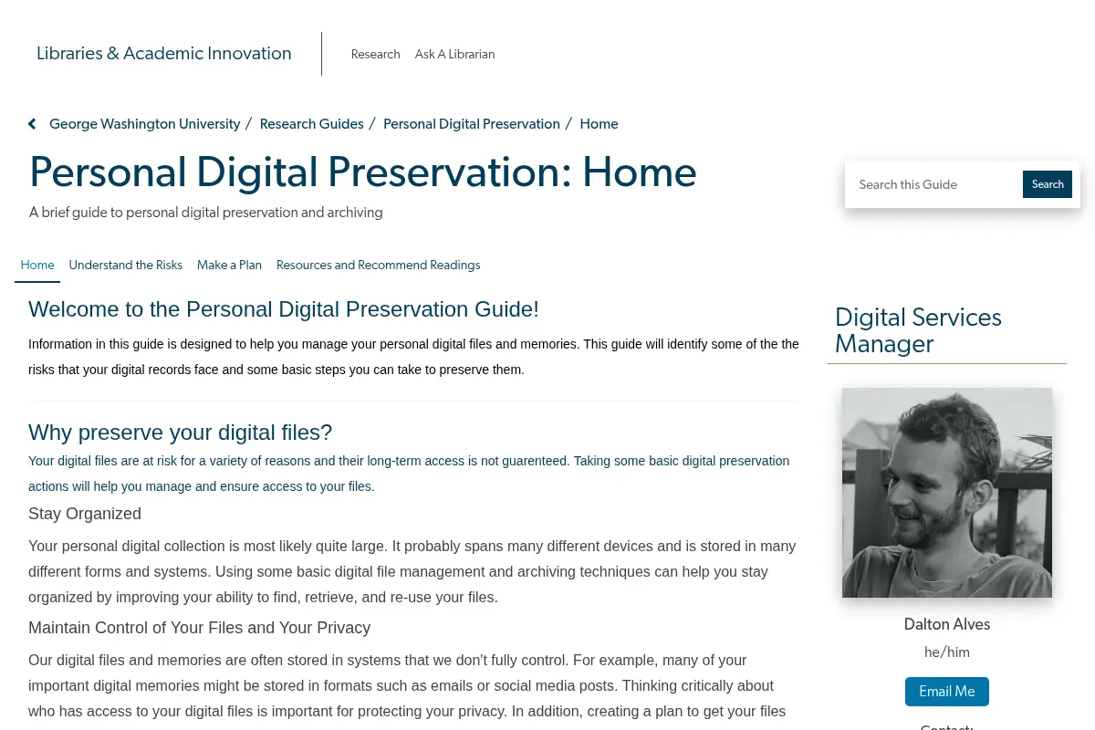Personal Digital Preservation Research Guide