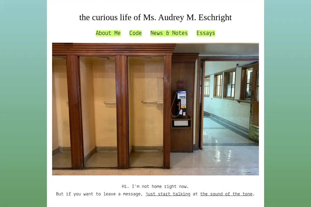 the curious life of Ms. Audrey M. Eschright