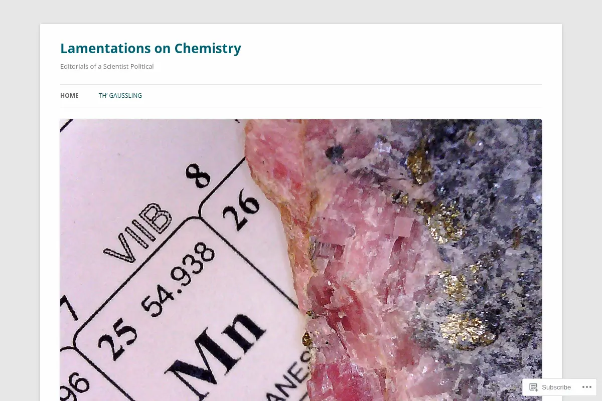 Lamentations on Chemistry