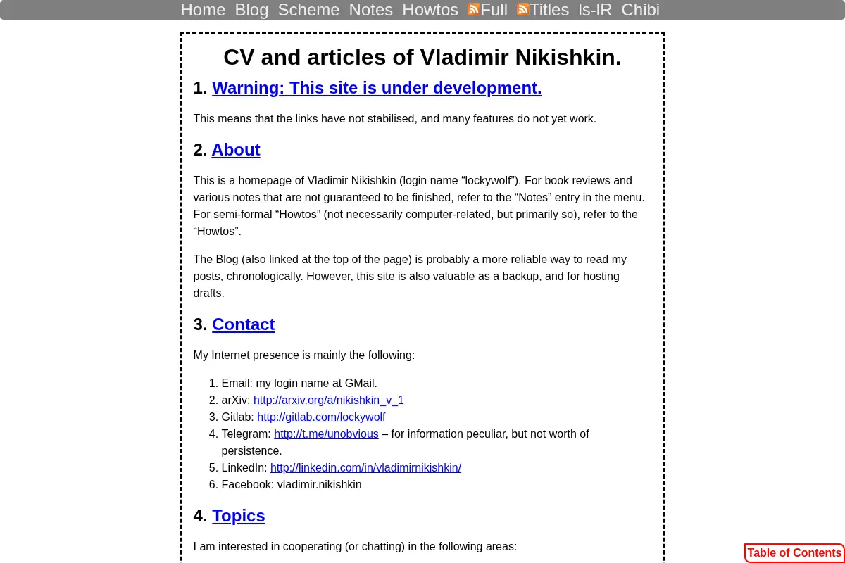 CV and articles of Vladimir Nikishkin.