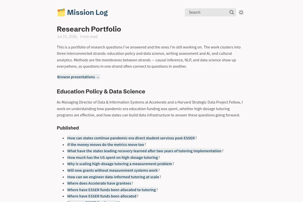 Research Portfolio