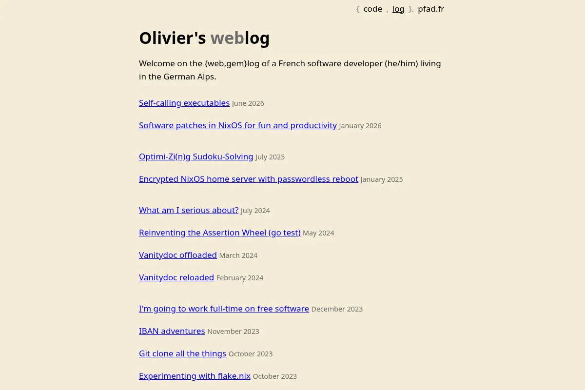 Olivier's log