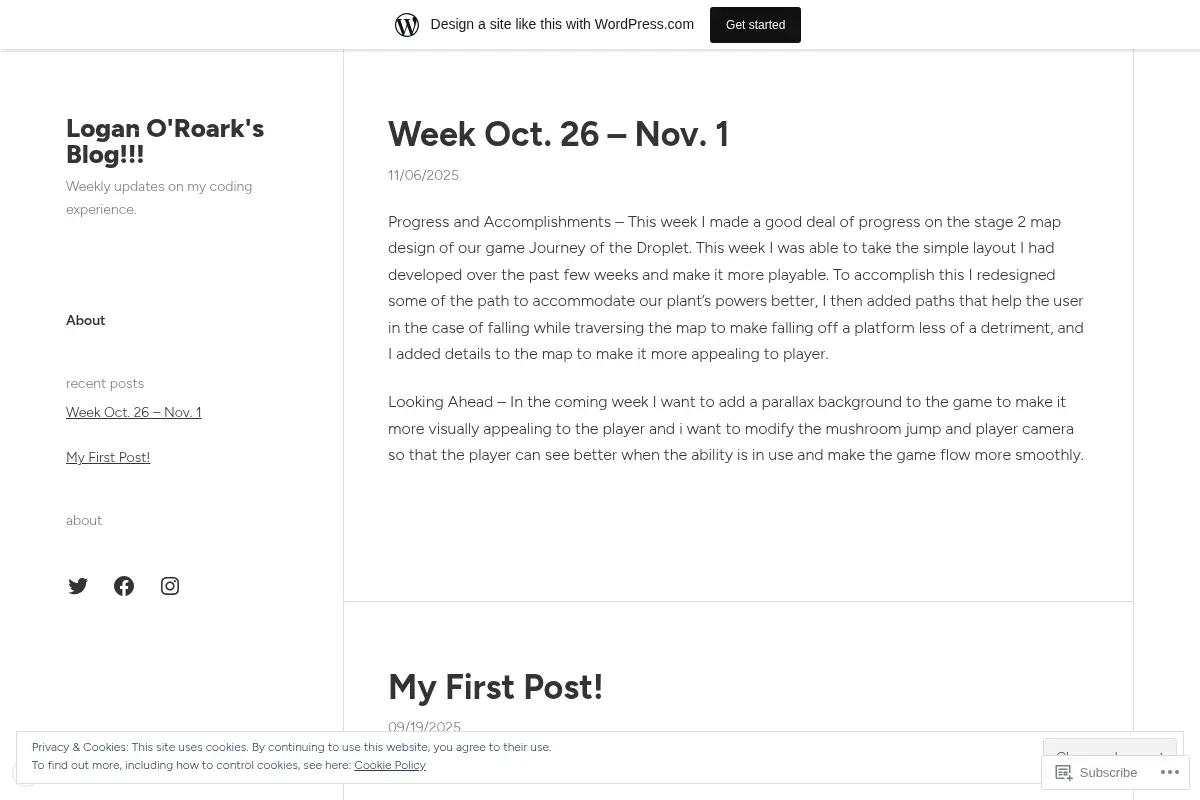 Logan O'Roark's Blog!!! – Weekly updates on my coding experience.