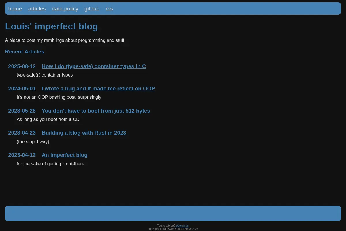 Louis' imperfect blog