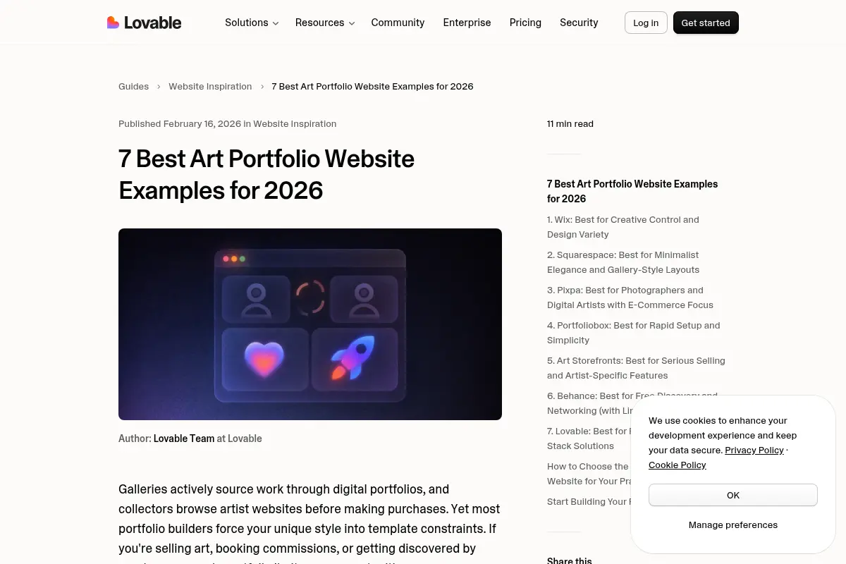 7 Best Art Portfolio Websites for 2026 | Sell & Get Discovered | Lovable