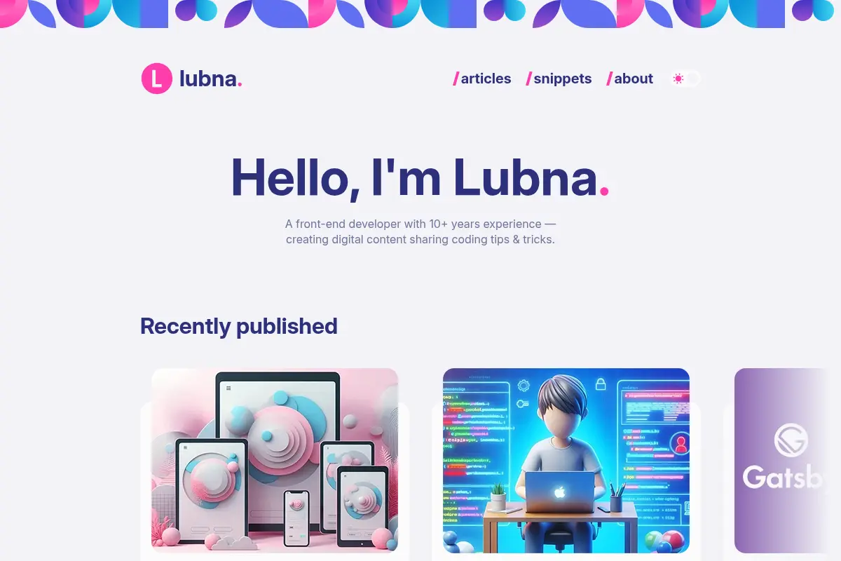 Hello, I'm Lubna - Front-End Web Developer & CSS Specialist