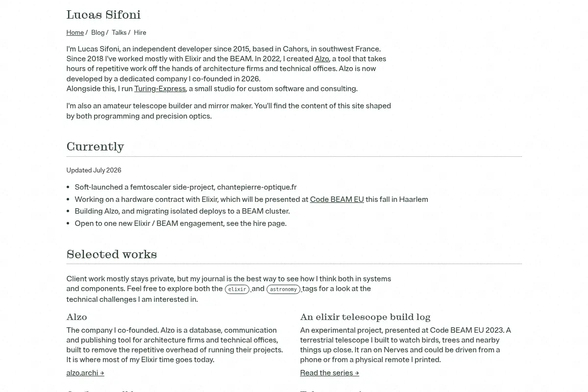 Lucas Sifoni — independent Elixir / BEAM developer
