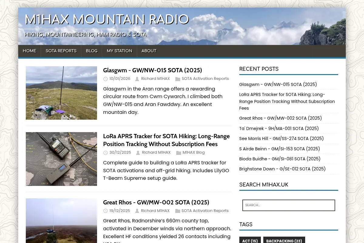 M1HAX Mountain Radio - Hiking, Mountaineering, Ham Radio & SOTA
