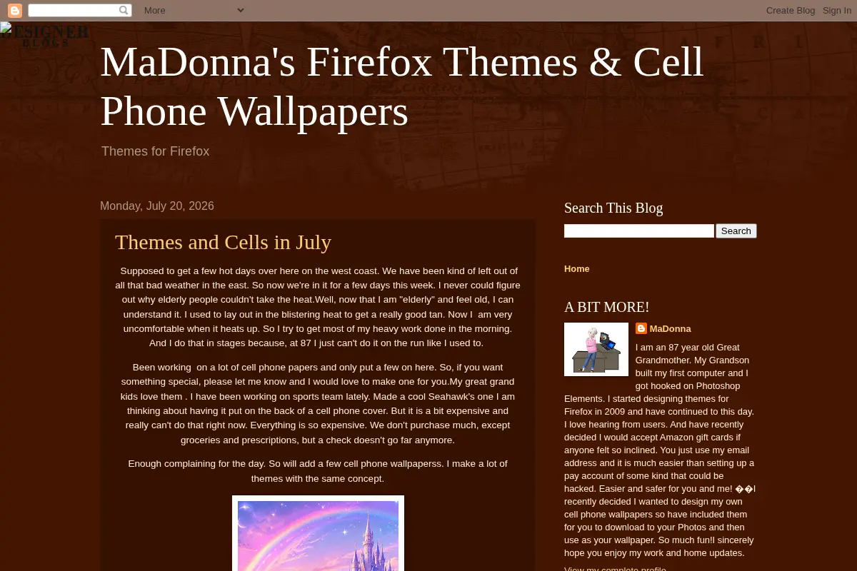 MaDonna's Firefox Themes & Cell Phone Wallpapers