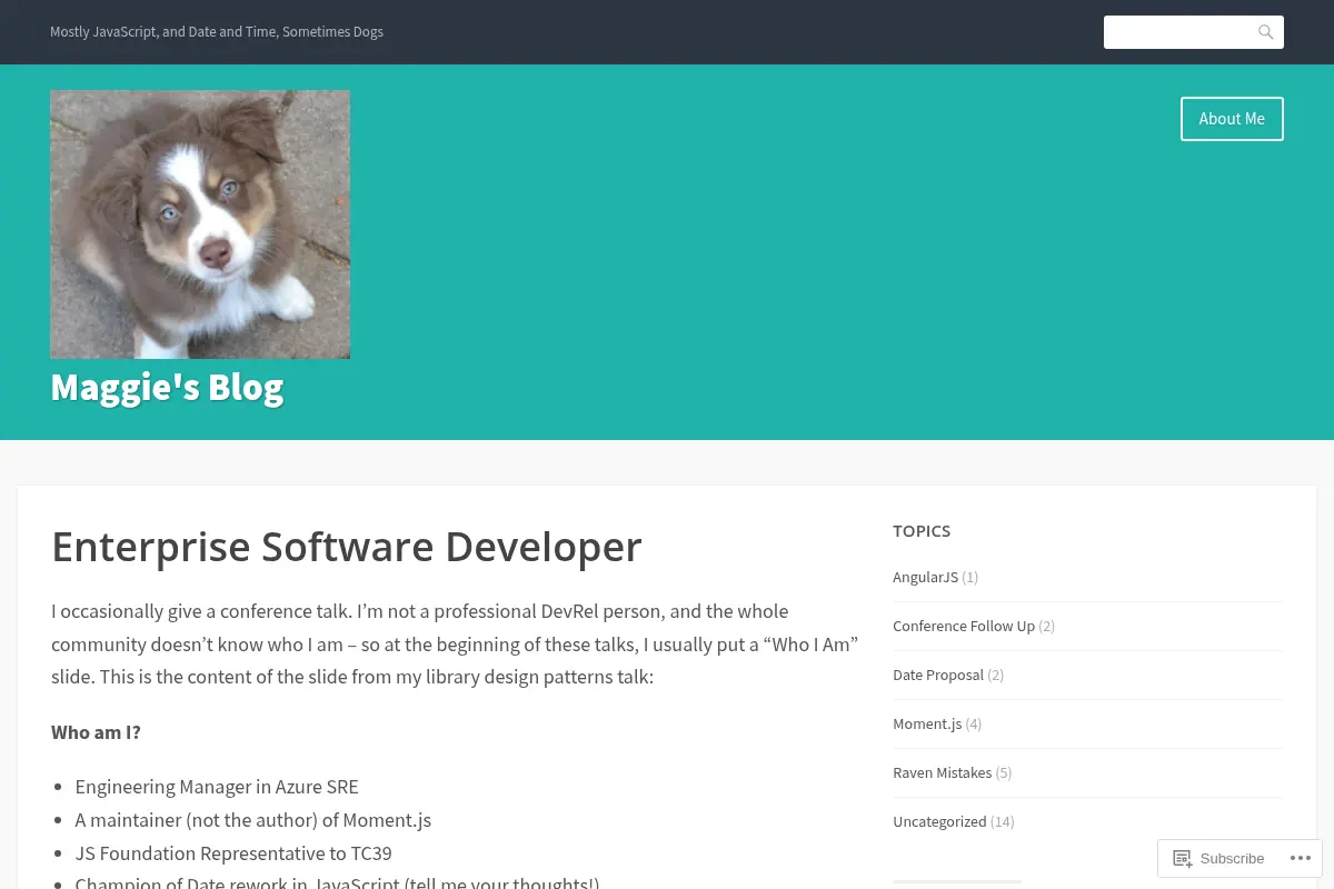 Maggie's Blog – Mostly JavaScript, and Date and Time, Sometimes Dogs