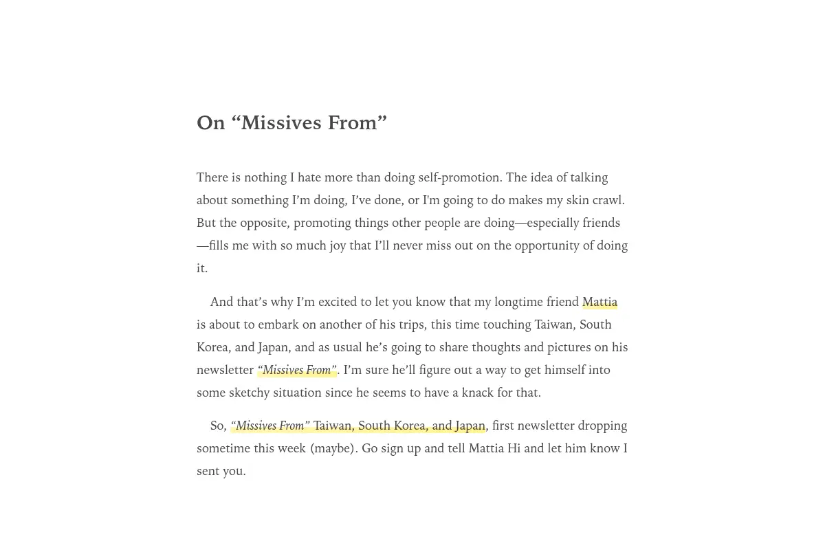 On “Missives From” – Manu