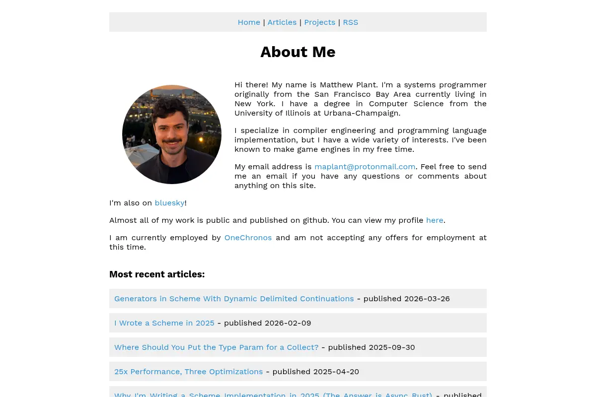 Matthew Plant's personal site