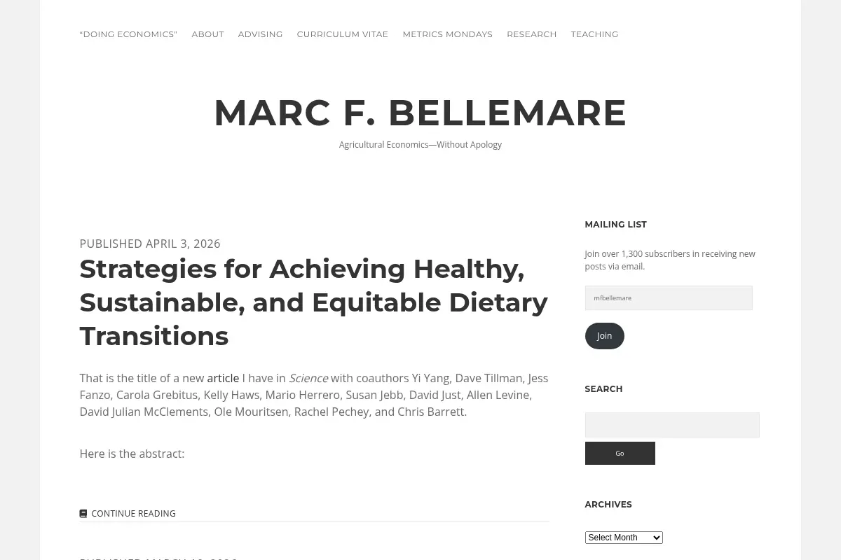 Marc F. Bellemare – Agricultural Economics—Without Apology