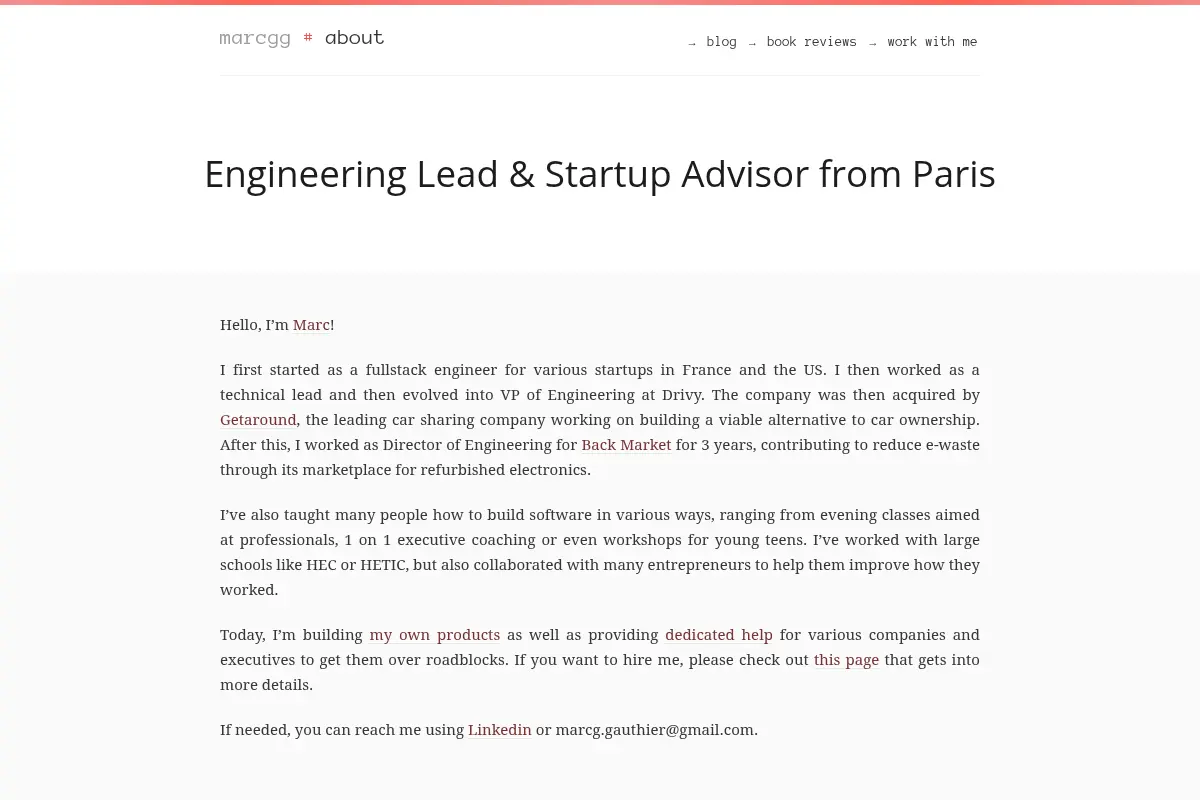 Marc G Gauthier - Engineering Lead & Startup Advisor from Paris