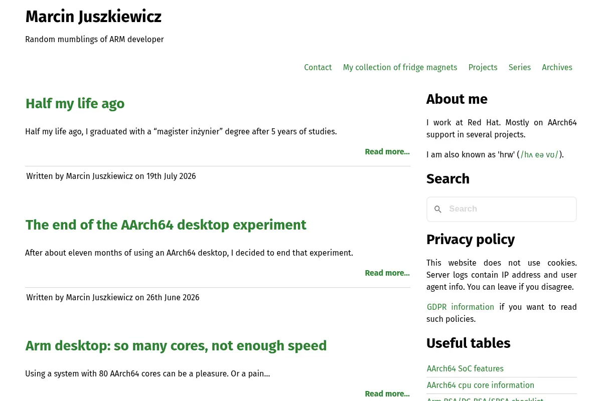 Marcin Juszkiewicz – Random mumblings of ARM developer
