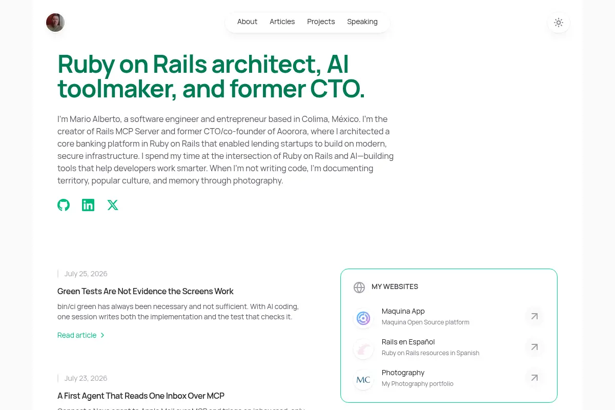 Mario Alberto Chávez — Rails Architect & AI Toolmaker