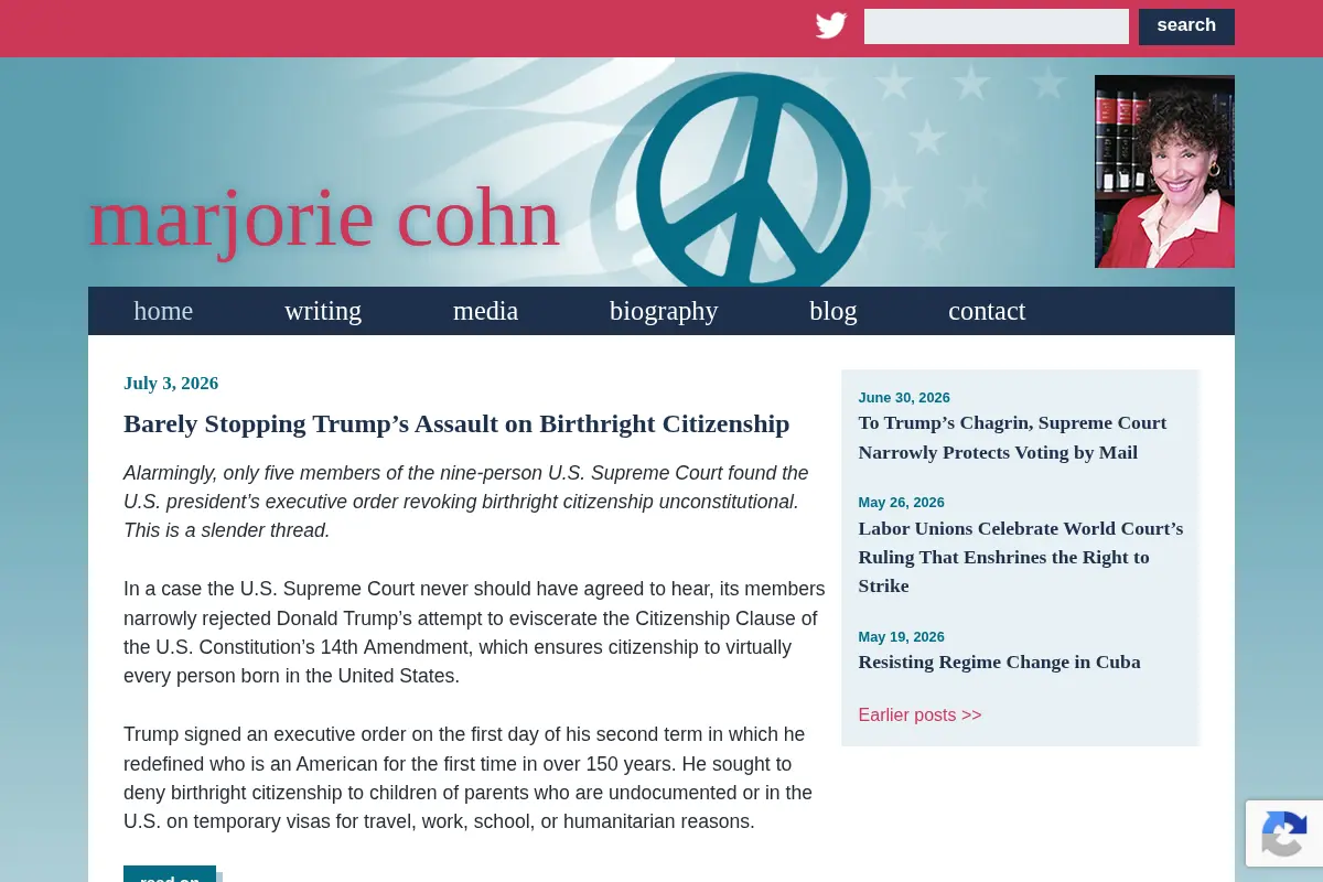Marjorie Cohn  | Speaker, Writer, Legal Scholar & Political Analyst