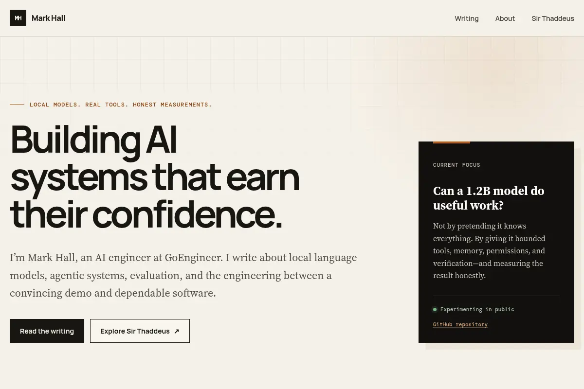 Mark Hall · Local AI and trustworthy systems