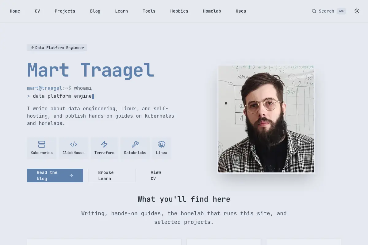 Mart Traagel — engineering, writing, homelab & tools