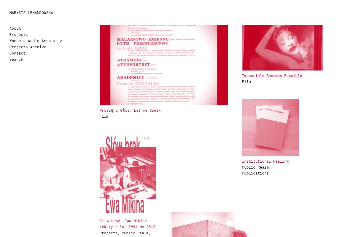 Marysia Lewandowska – Artistic Practice Archive