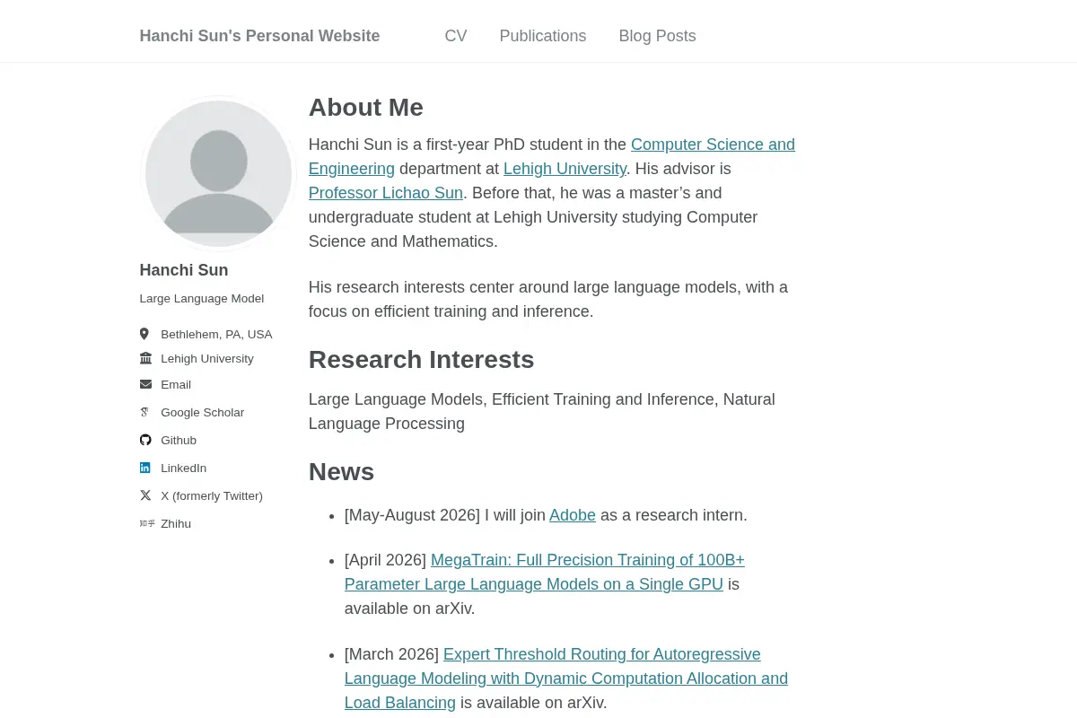 Hanchi Sun's Personal Website