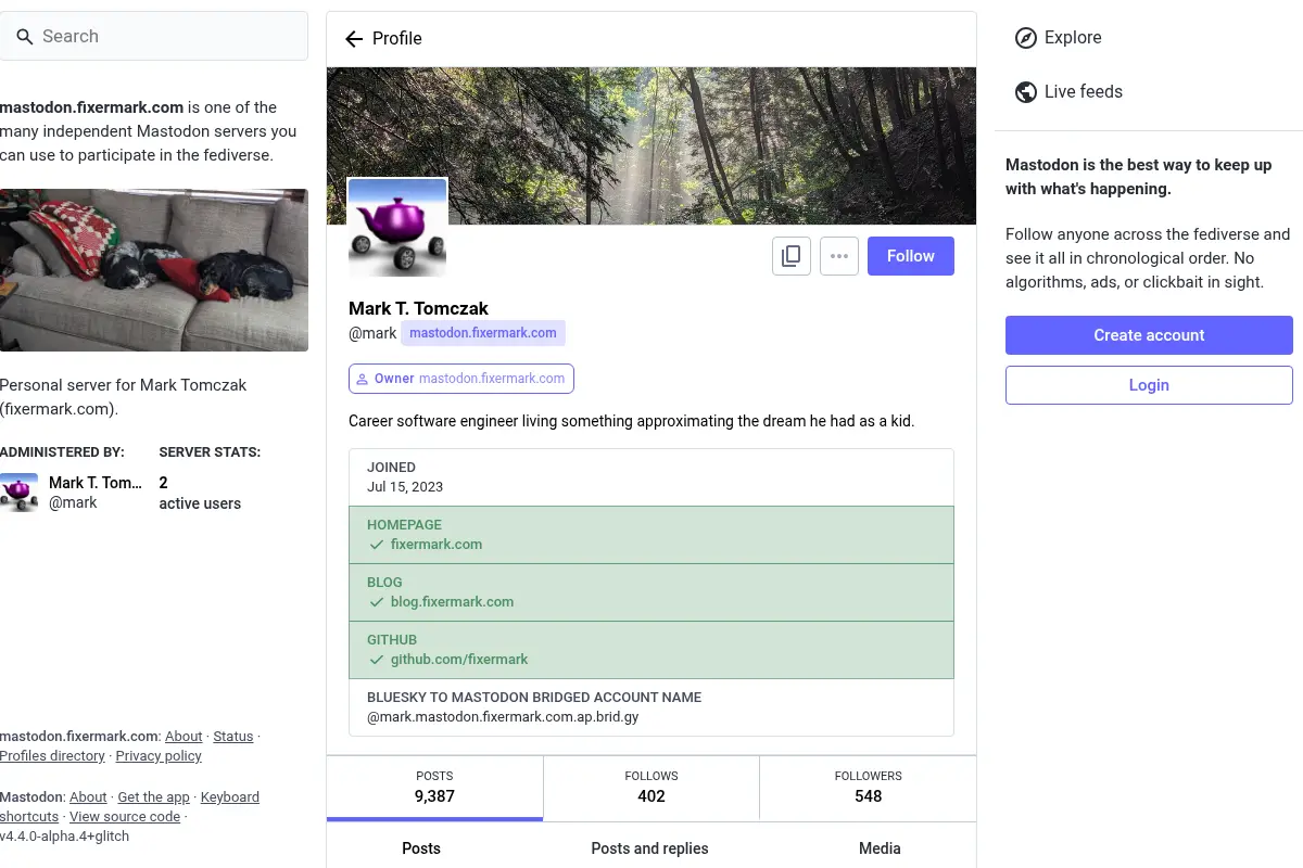 Mastodon server for fixermark.com