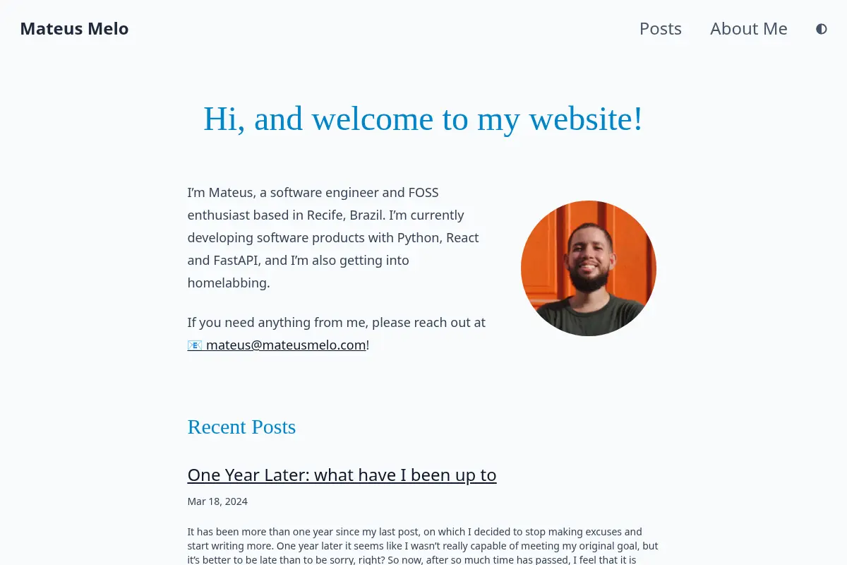 Hi, and welcome to my website! - Mateus Melo