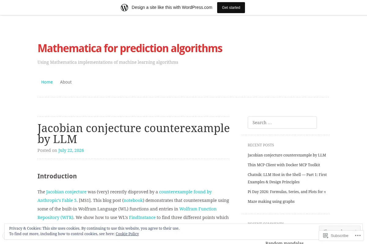 Mathematica for prediction algorithms