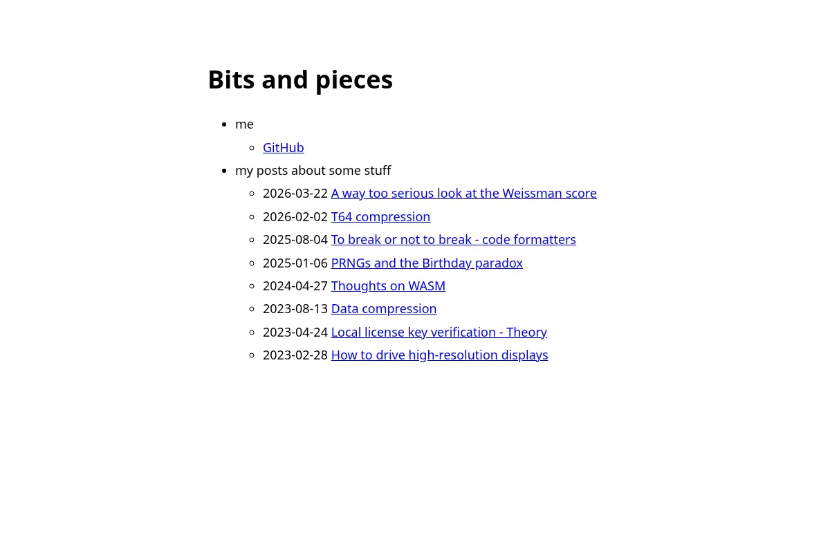 Bits and pieces