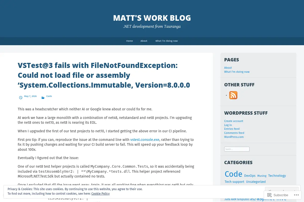 Matt's work blog