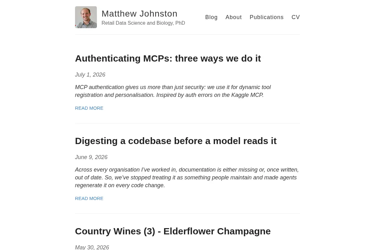 Matthew Johnston – Retail Data Science and Biology, PhD