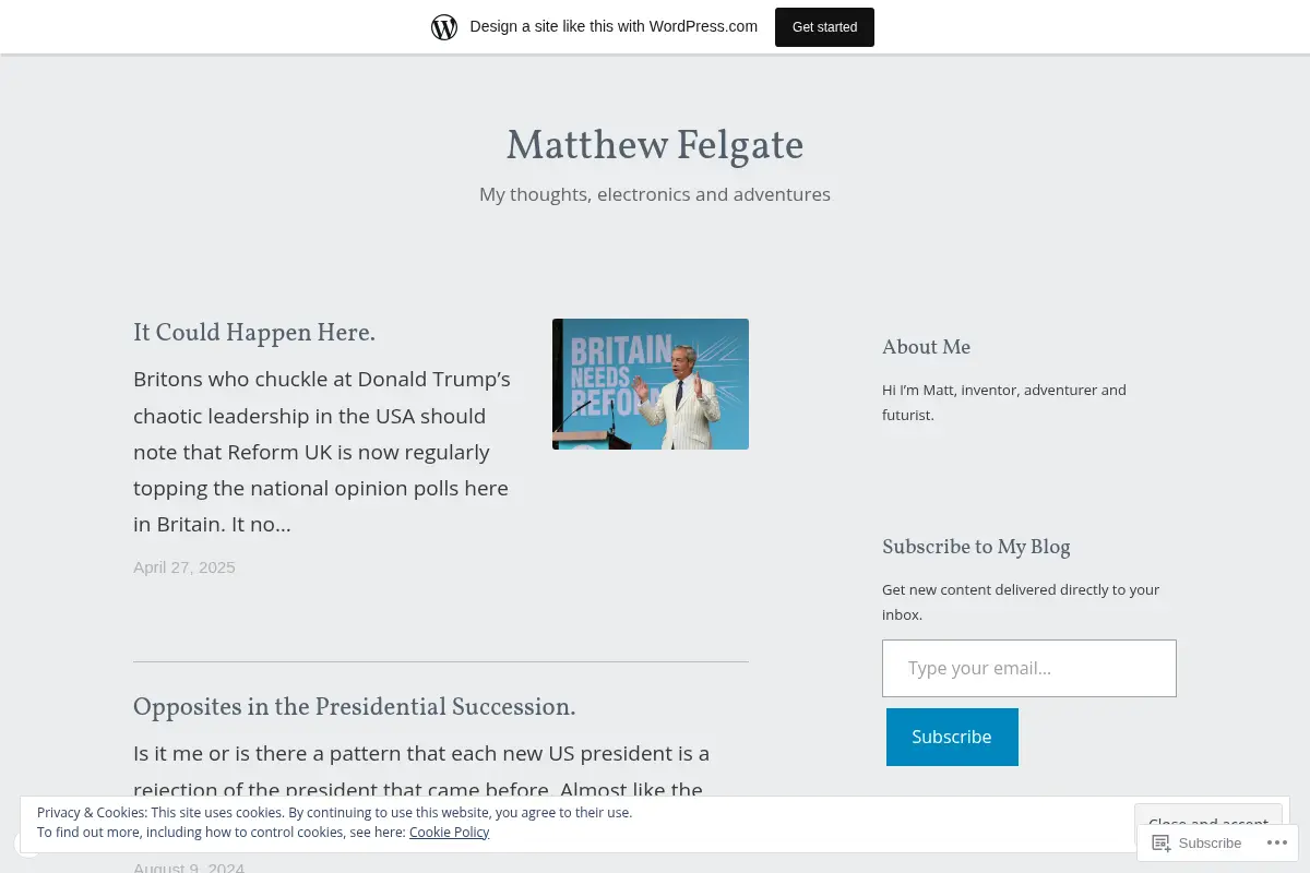 Matthew Felgate – My thoughts, electronics and adventures