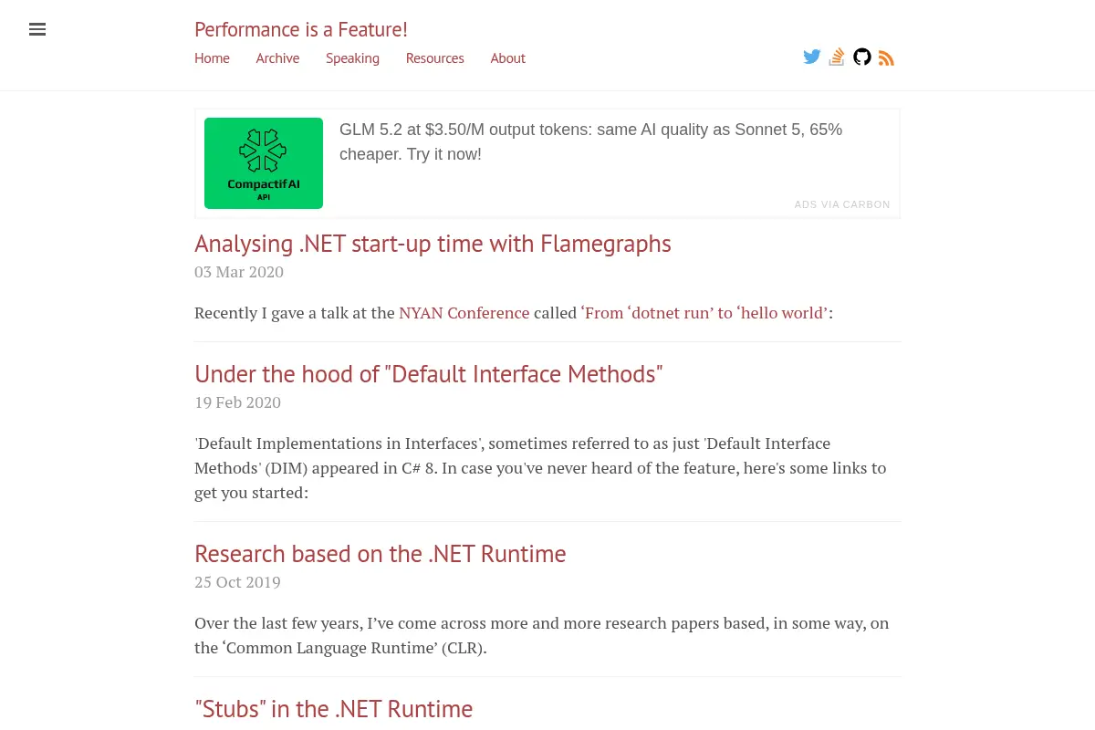 Performance is a Feature!