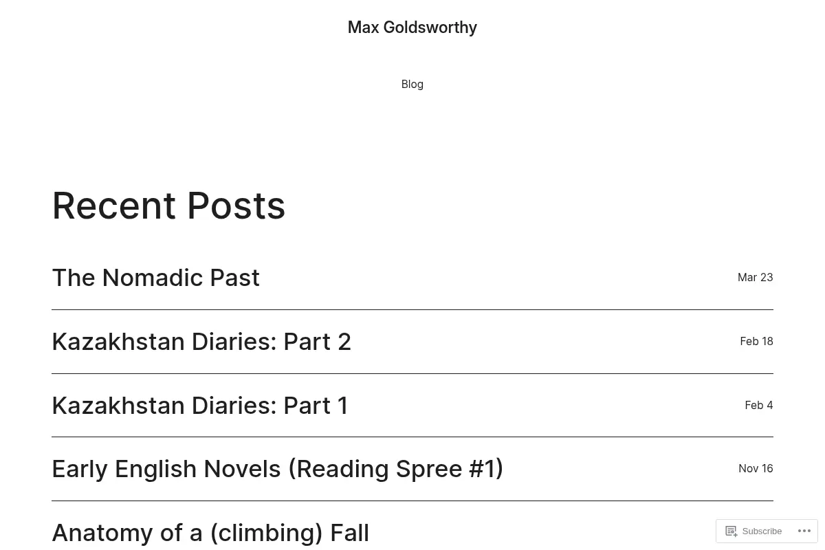 Max Goldsworthy – Personal Site