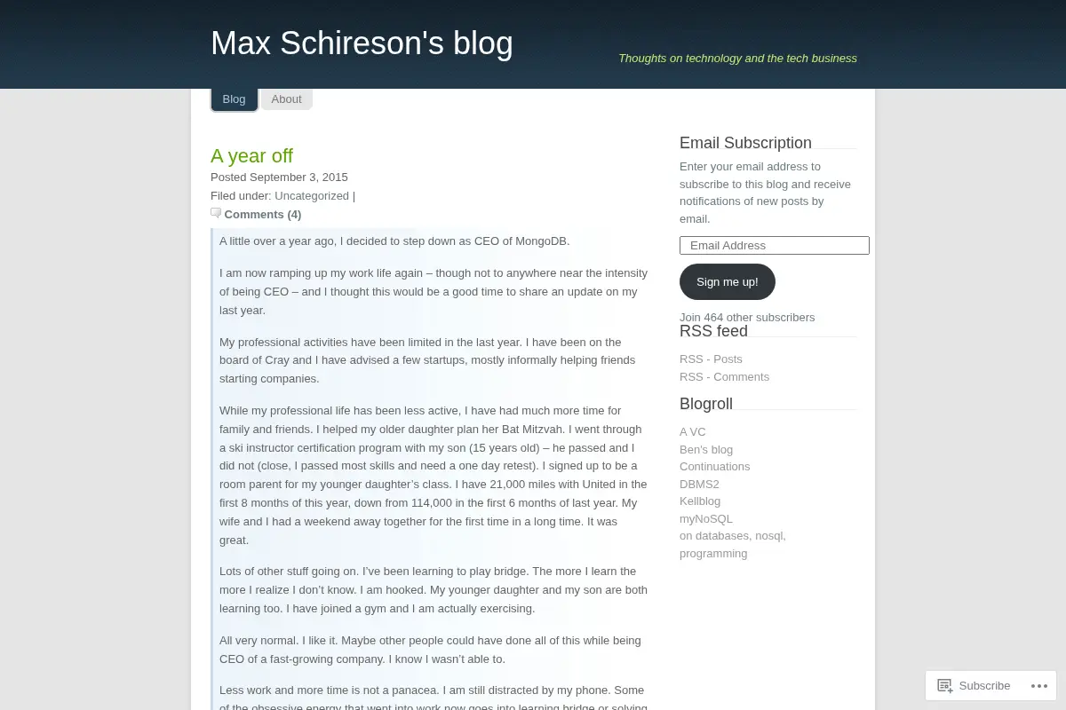 Max Schireson's blog