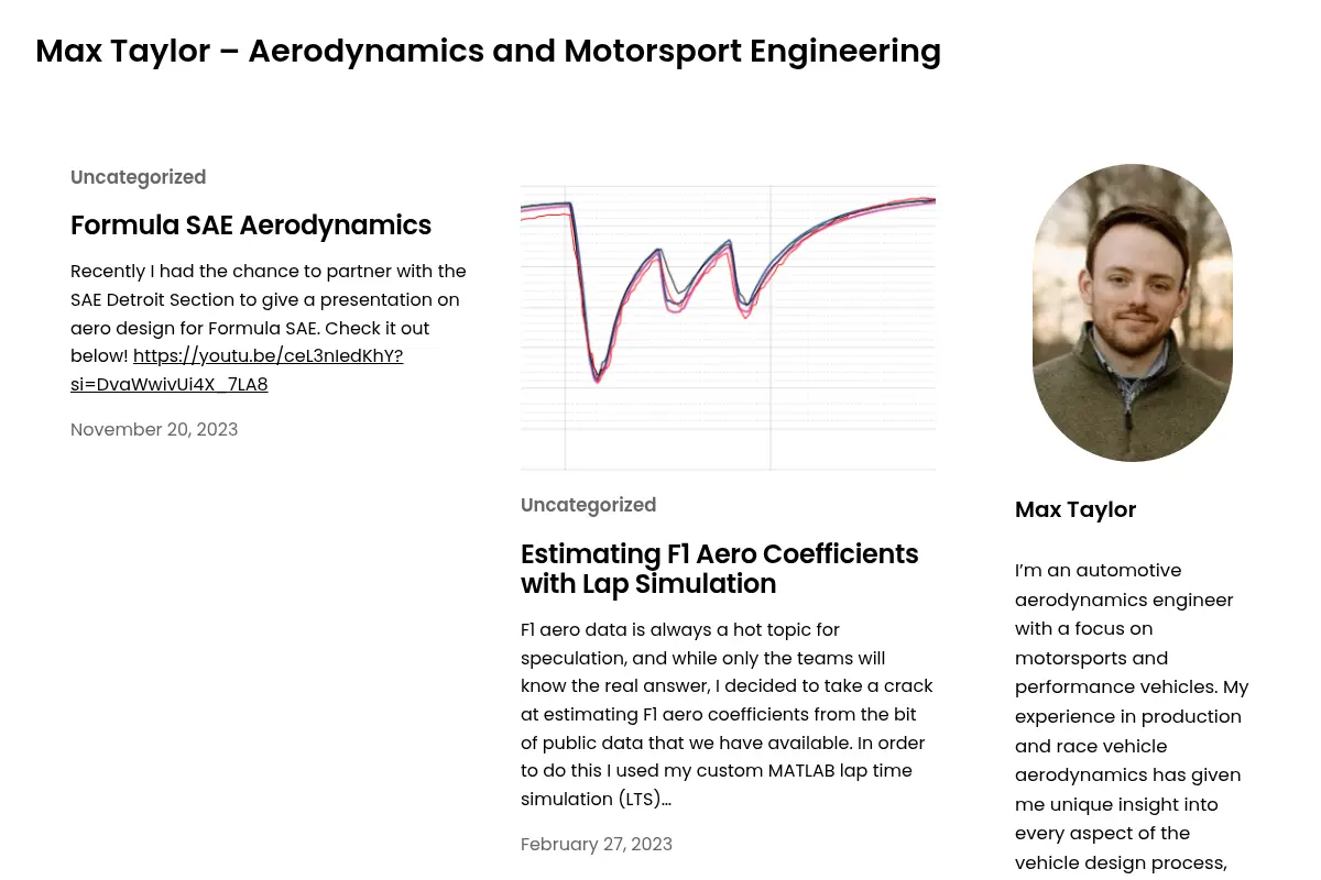 Max Taylor – Aerodynamics and Motorsport Engineering