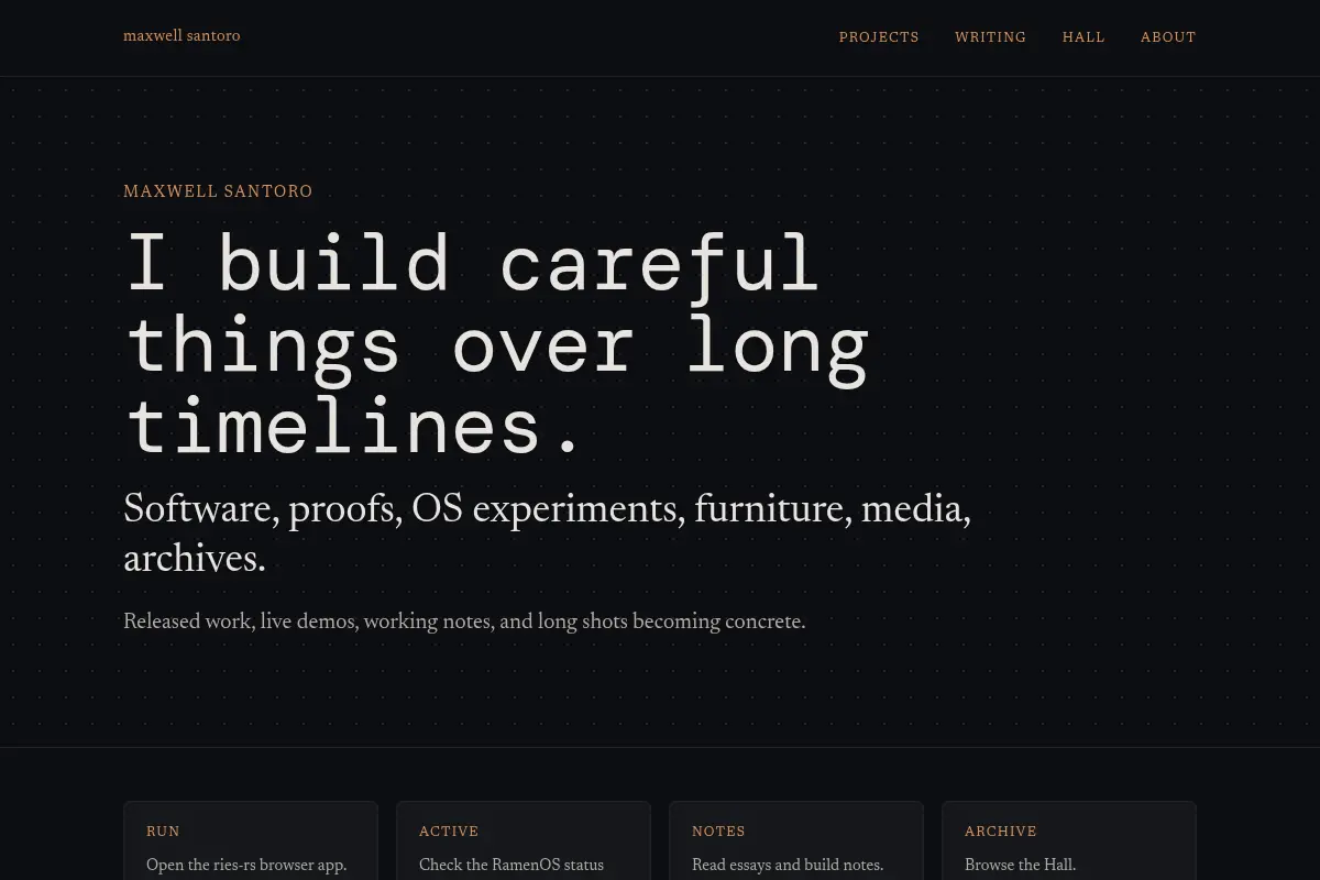 Maxwell Santoro — careful things over long timelines