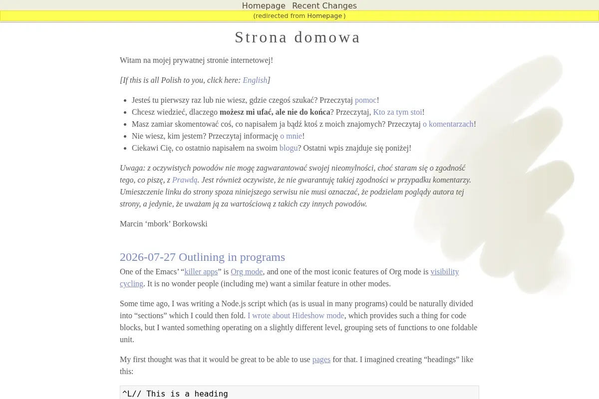 Marcin Borkowski: Strona domowa