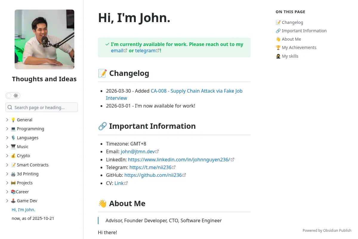 Hi, I'm John. - Thoughts and Ideas