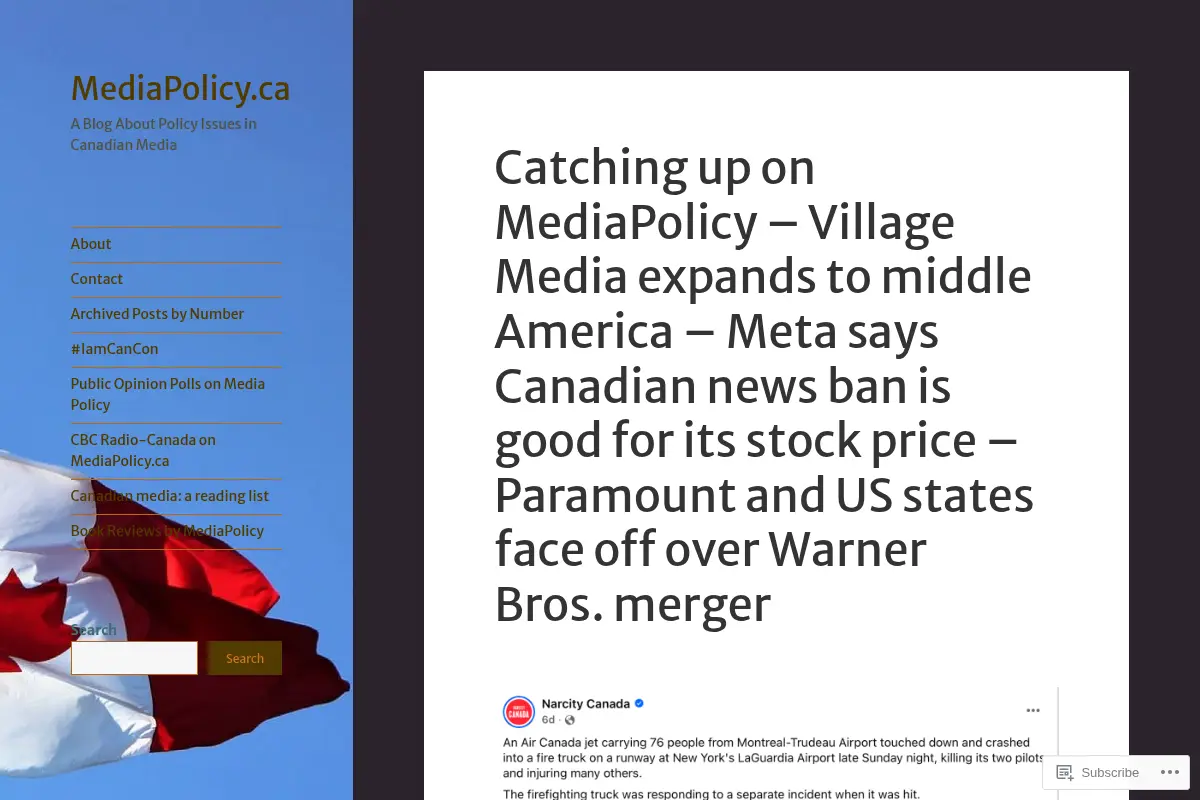 MediaPolicy.ca – A Blog About Policy Issues in Canadian Media