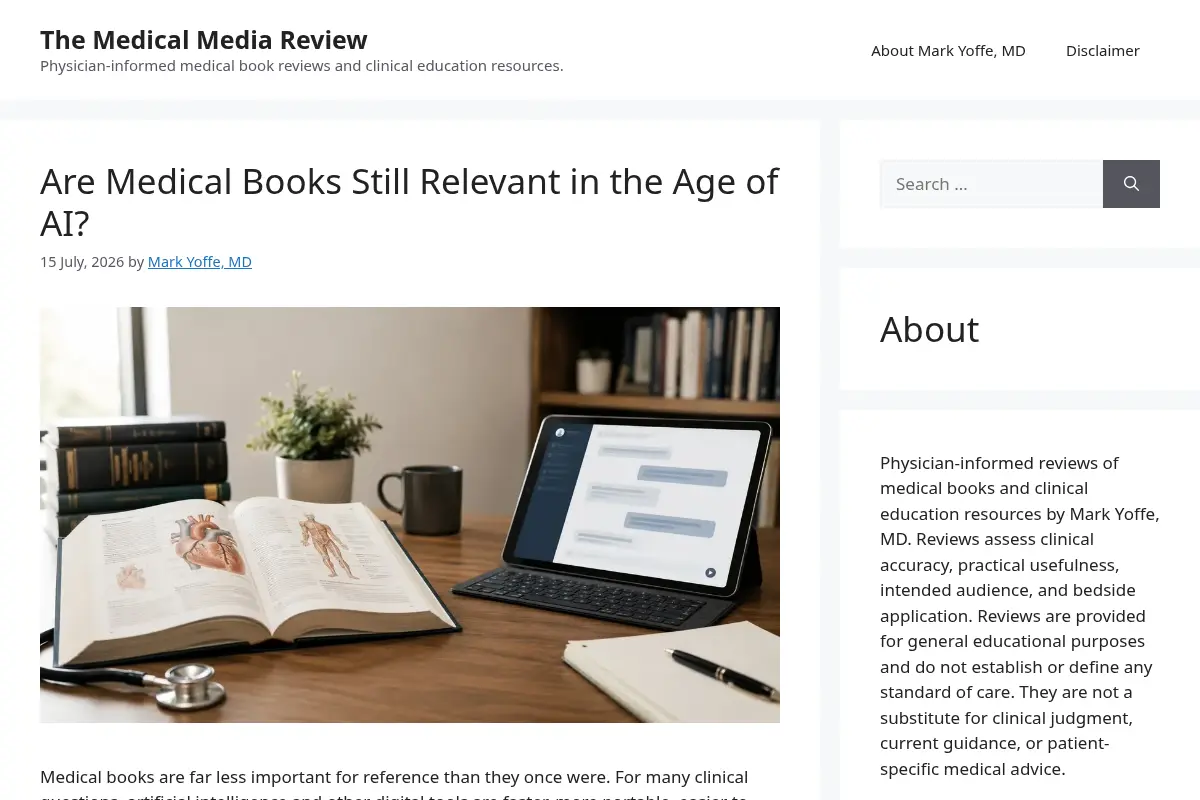 Medical Book Reviews by Mark Yoffe, MD | The Medical Media Review