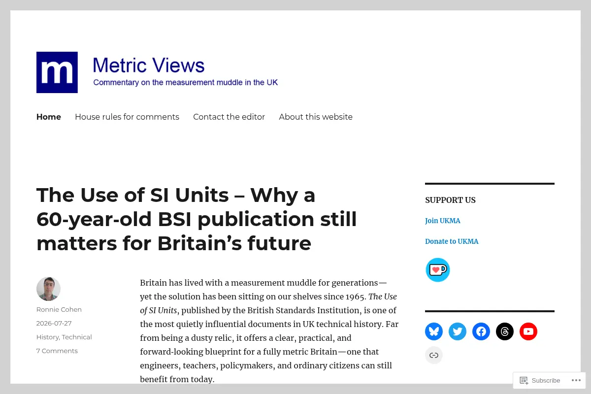 Metric Views – Commentary on the measurement muddle in the UK