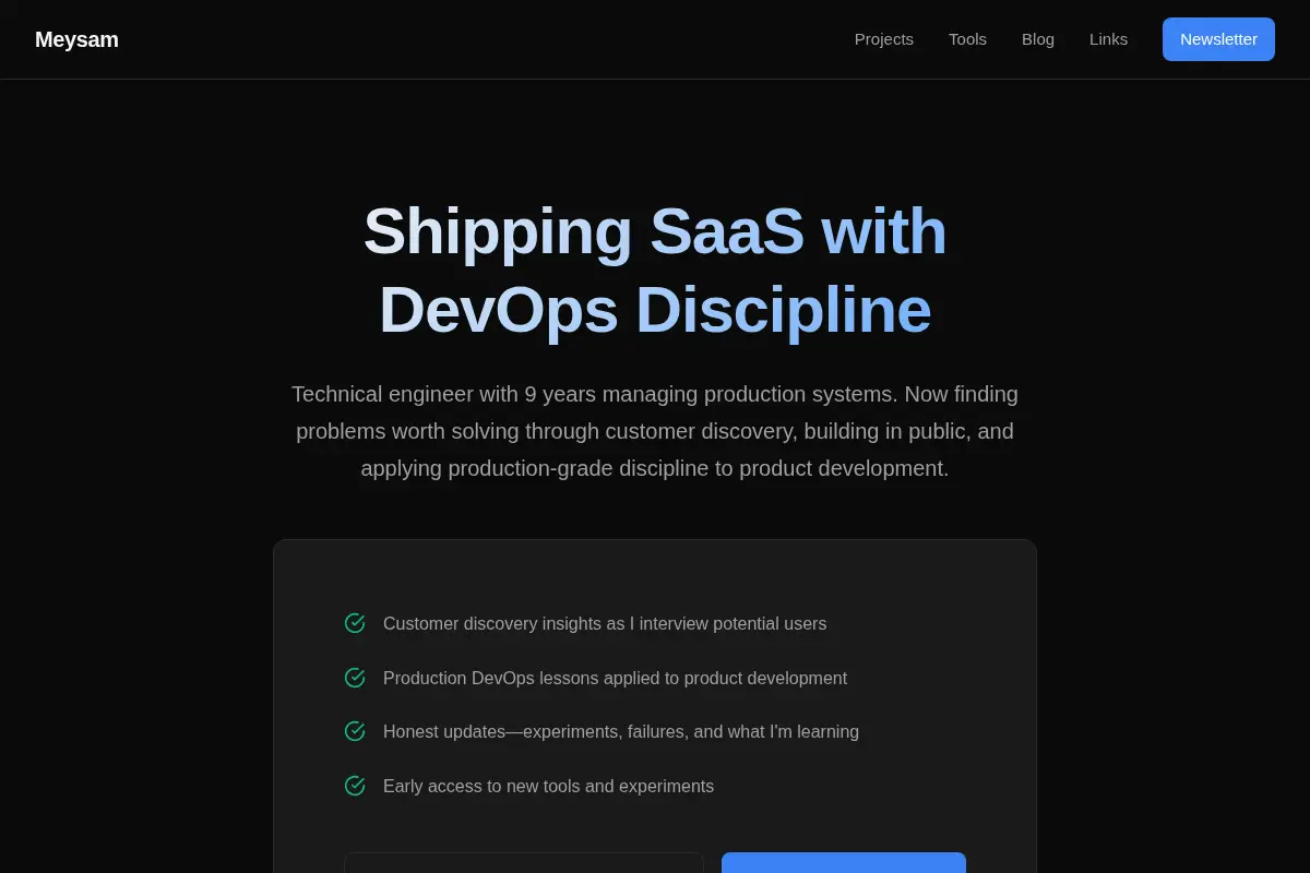 Meysam Azad - Indie Hacker Building Bootstrapped SaaS