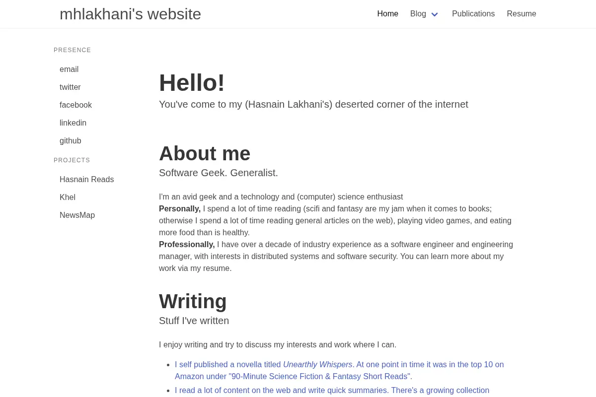 Hasnain Lakhani's website
