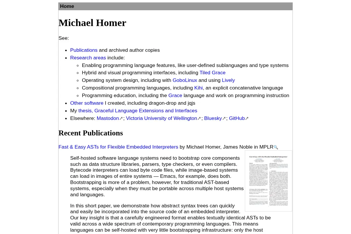 Michael Homer – Personal Academic Homepage