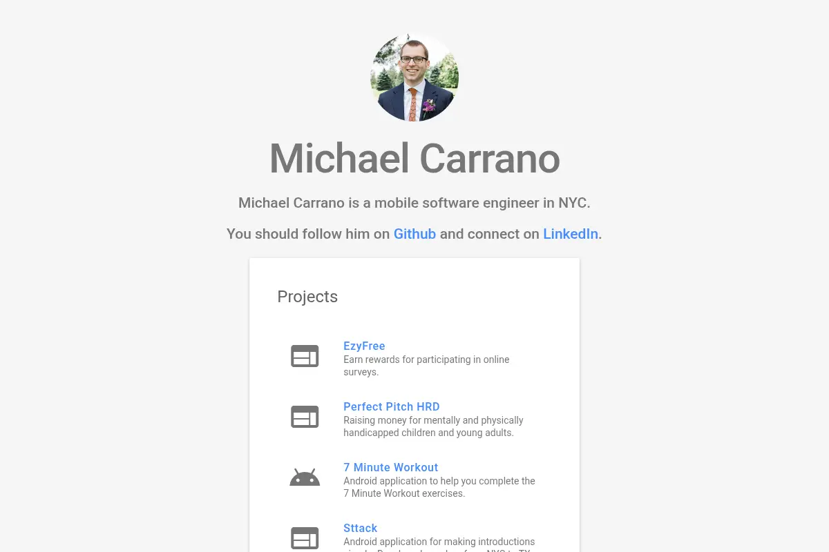 Michael Carrano - Mobile Software Engineer in NYC.