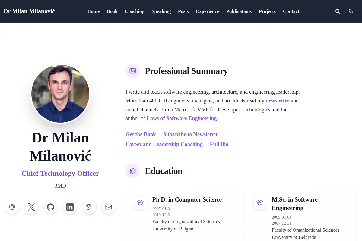 Dr Milan Milanović | CTO & Author of Laws of Software Engineering
