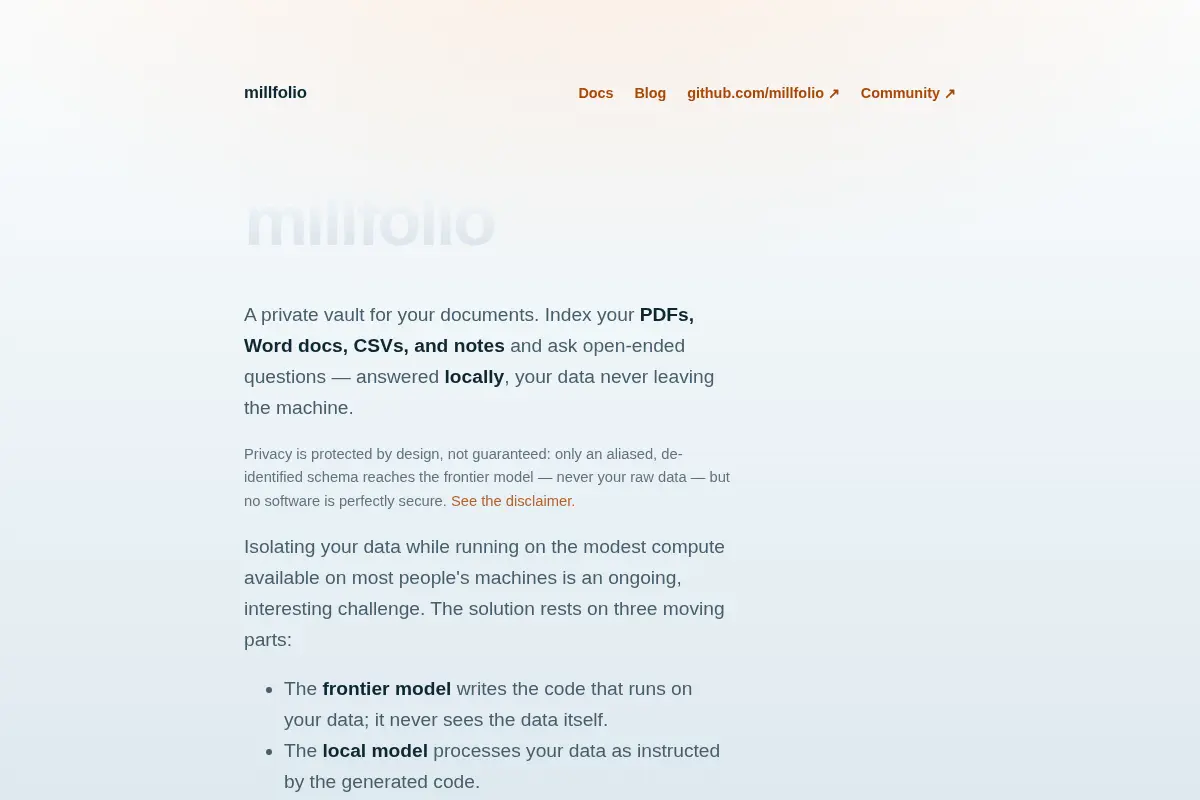 millfolio — your private document vault